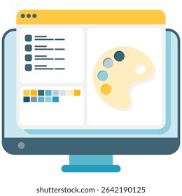 desktop with creative tools illustration