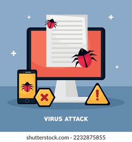 desktop and cyber security set icons