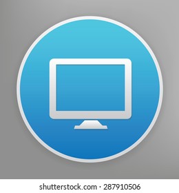 Desktop design icon on blue button,clean vector