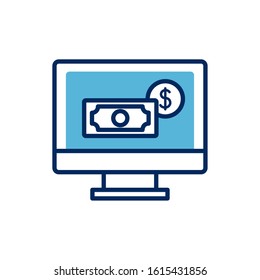 desktop display with money icon vector illustration design