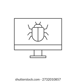 Desktop display showing bug symbol for software debugging