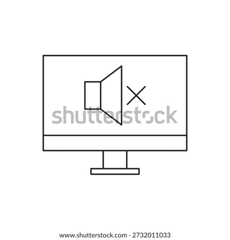 Desktop display showing crossed speaker symbol for no sound