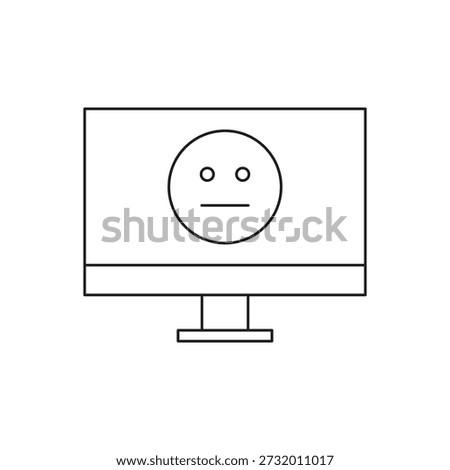 Desktop display showing expressionless face emoticon for feedback