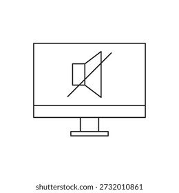 Desktop display showing silent mute symbol for audio