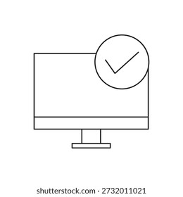 Desktop display showing verified tick symbol for completion