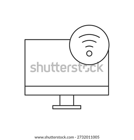 Desktop display showing wireless internet signal symbol