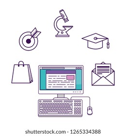 desktop with elearning icons