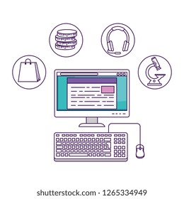 desktop with elearning icons