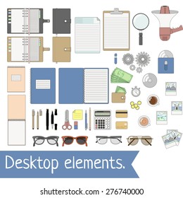 Desktop elements. Vector format.