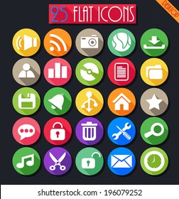 Desktop Flat Icons Set isolated