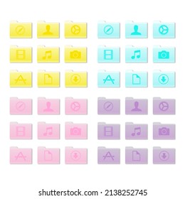 Desktop Folder Icons For Mac In Pastel Shades, MacOS Vector Icons