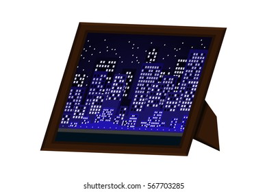 desktop frame  picture city landscape.vector and illustration