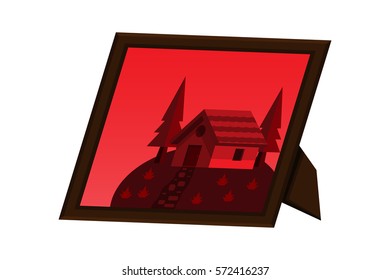 desktop frame picture mountain hill landscape.vector and illustration