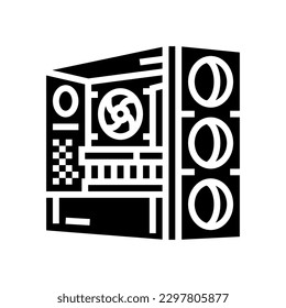 desktop gaming pc glyph icon vector. desktop gaming pc sign. isolated symbol illustration