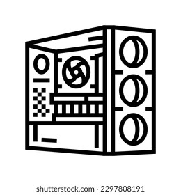 vector de icono de la línea pc de juegos de escritorio. señal pc de juegos de escritorio. símbolo de contorno aislado ilustración negra