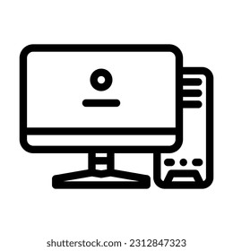 vector de icono de la línea pc de juegos de escritorio. señal pc de juegos de escritorio. símbolo de contorno aislado ilustración negra