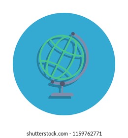 desktop globe colored in blue badge icon. Element of school icon for mobile concept and web apps. Detailed desktop globe icon can be used for web and mobile