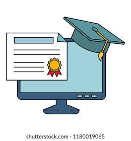 desktop with hat and diploma graduation