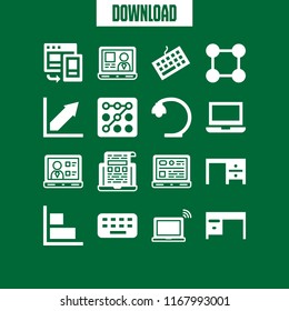 desktop icon. 16 desktop vector set. desk lamp, graphic, desk and design icons for web and design about desktop theme