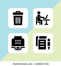 desktop icon. 4 desktop set with flats, delete, code and notepad vector icons for web and mobile app
