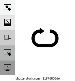 Desktop icon. collection of 6 desktop filled icons such as finger on tablet, laptop, home on tablet, laptop connection, display. editable desktop icons for web and mobile.