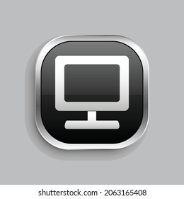 desktop icon design. Glossy Button style rounded rectangle isolated on gray background.. Vector illustration