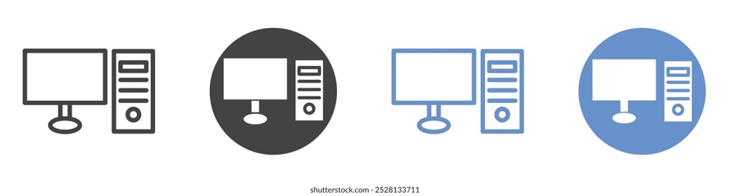 Desktop icon Flat art in black and white isolated