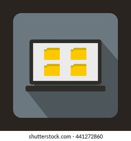 Desktop icon in flat style on a gray background