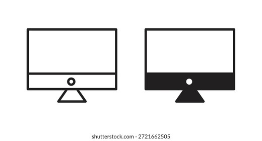 Desktop-Icon flach und dünne Strich Vektorpaket. Bearbeitbarer Symbolsatz