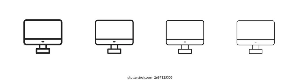 Entwurf der Arbeitsflächensymbolzeile. dünne Linie, Vektorsymbol-Set.