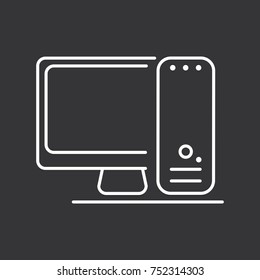 Desktop icon on black background. Modern simple flat device sign. Vector illustration.