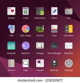 Desktop icon pack. Open source inspired icons for web and mobile applications. LTS version UI. Folder shortcut sign. Wallpaper theme for computer.