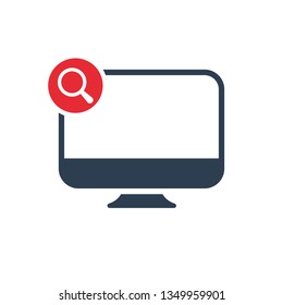 Desktop icon with research sign. Desktop icon and explore, find, inspect symbol 