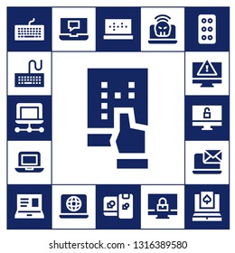 desktop icon set. 17 filled desktop icons.  Collection Of - Keyboard, Laptop, Tablet, Computer, Computing