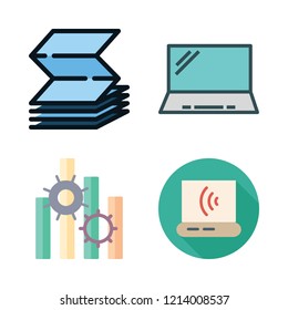desktop icon set. vector set about office material, laptop and graphics icons set.