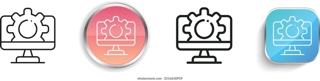 ícone da área de trabalho. Design fino, linear, regular e estilo botão isolado no fundo branco