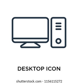 Desktop icon vector isolated on white background, Desktop transparent sign , thin pictogram or outline symbol design in linear style