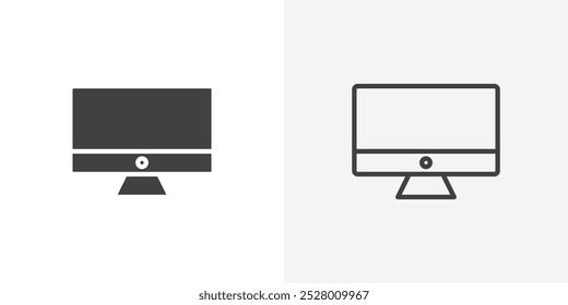 Desktop icon vector icon set in black and white color.