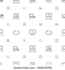 desktop icons pattern seamless white background. Included editable line laptop connection, display, laptop, reload replay, pc icons. desktop icons for web and mobile.