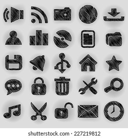 Desktop icons pen shading effect sets