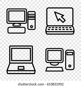 Desktop icons set. set of 4 desktop outline icons such as pc