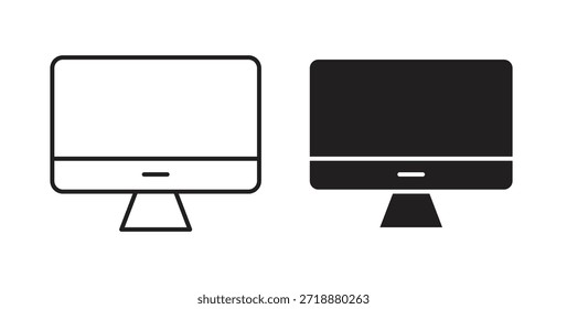 Desktop-Symbole einzeln auf weißem Hintergrund, flache Vektorgrafik.