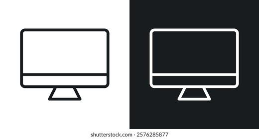 Desktop icons in thin black and white stroke liner style