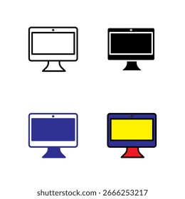 Ícones da área de trabalho em vários estilos, incluindo contorno, sólido, minimalista e colorido, adequado para design de interface de usuário, infográficos, apresentações e aplicações Web.