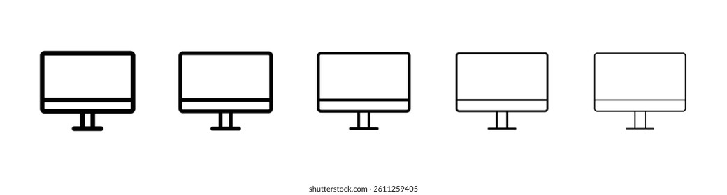 Desktop icons vector set in different stroke line style