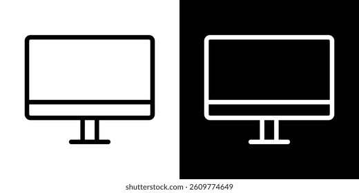 Desktop icons vector set in stroke line style