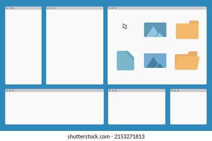 desktop interface blank window with folder icons isolated simple ui vector flat illustration