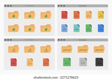 desktop interface window with folders files isolated simple ui vector flat illustration