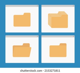 desktop interface window with folders isolated simple ui vector flat illustration