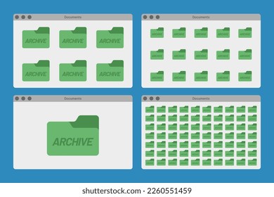 desktop interface window with folders isolated simple ui vector flat illustration